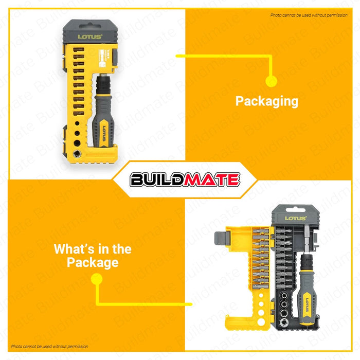 LOTUS 25PCS Screwdriver Set Screw & Nuts Drivers Precision Screw Driver (EXT) LTHT25ESD •BUILDMATE•