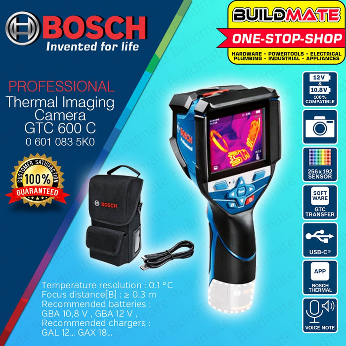 BUILDMATE Bosch Thermal Imaging Camera 12V 3.5" Display 256x192 Sensor with Voice Note Infrared Heat Detection Vision Thermographic Imager IR Camera - BMT