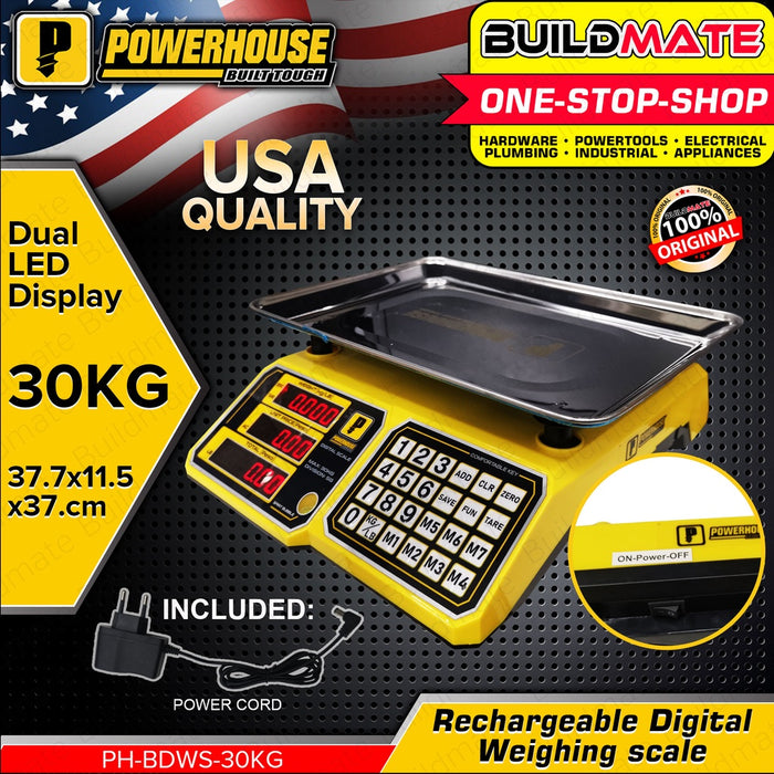 POWERHOUSE Rechargeable Table Bench Digital Weighing Scale 30kg / 5g PH-BDWS-30KG •BUILDMATE• PHPT