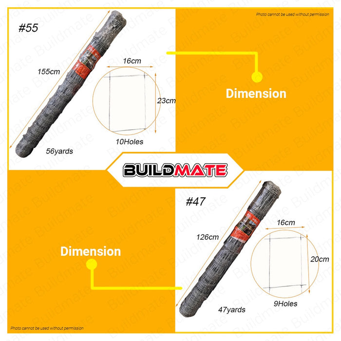 POLOLOCK Hog Wire Galvanized #32 | #39 | #47 | #56 Goat Wire Field Fence Farm Wire Hogwire BUILDMATE