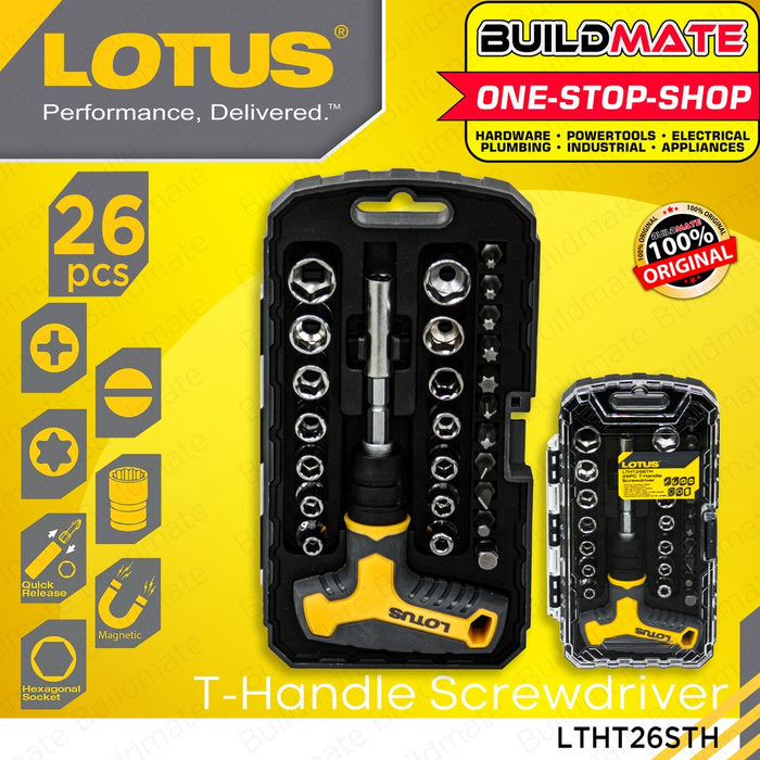 LOTUS 26PCS T-Handle Wrench Screwdriver Set Screw & Socket Bits Screw Driver LTHT26STH •BUILDMATE•