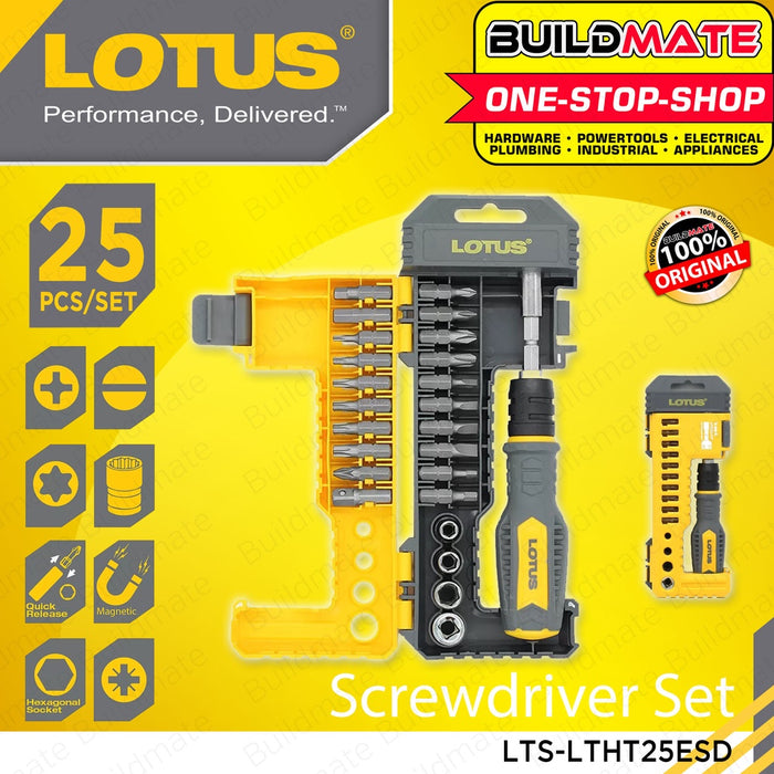 LOTUS 25PCS Screwdriver Set Screw & Nuts Drivers Precision Screw Driver (EXT) LTHT25ESD •BUILDMATE•