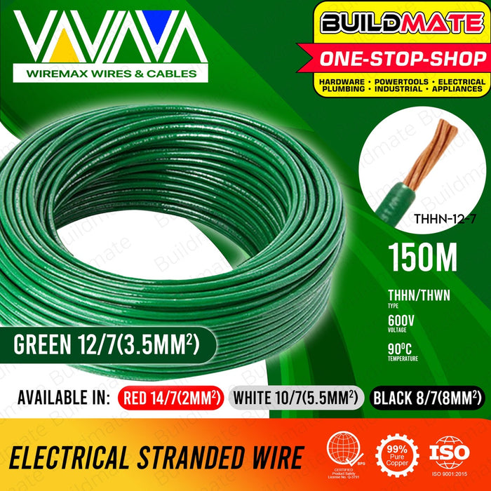 WIREMAX | POWERFLEX Electrical THHN Stranded Cable Wire 150 Meters 8/7 10/7 12/7 14/7 •BUILDMATE•