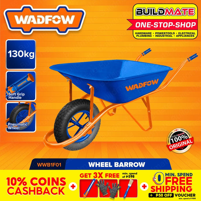 WADFOW Wheel Barrow 130kg Pneumatic Wheel Garden Cart Garden