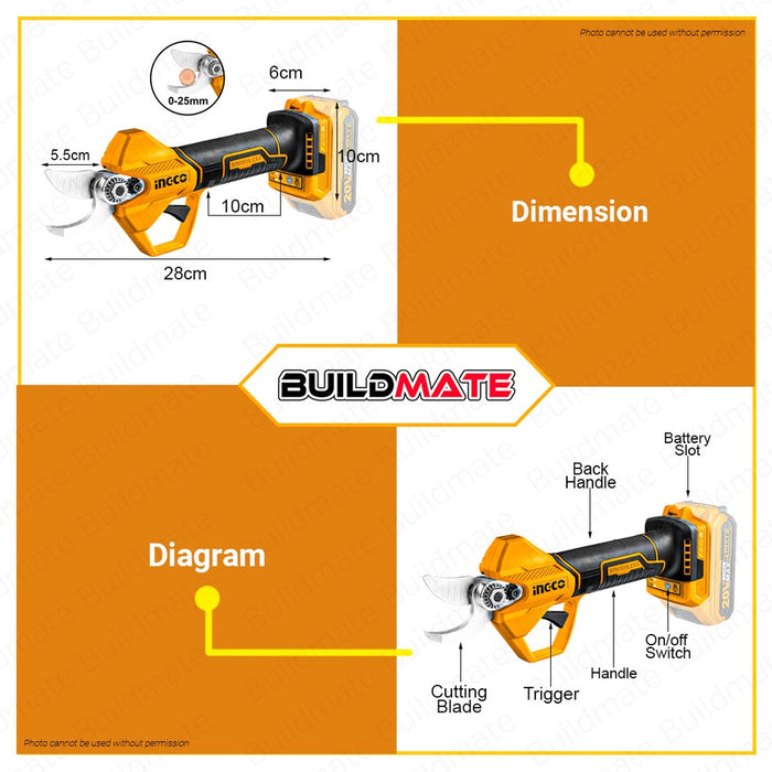 INGCO Li-Ion Cordless 20V Gauge Straight Shear Cutting Tool CSSLI20308 | CSSLI202581 •BUILDMATE ICPT