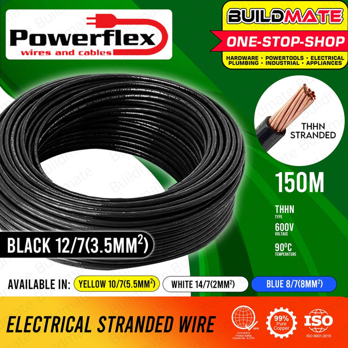 WIREMAX | POWERFLEX Electrical THHN Stranded Cable Wire 150 Meters 8/7 10/7 12/7 14/7 •BUILDMATE•