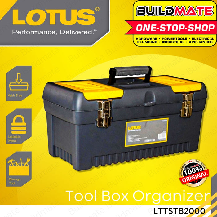 LOTUS Tool Box Organizer 20" Inch Toolbox Metal Latches Storage Box With Tray LTTSTB2000 •BUILDMATE•