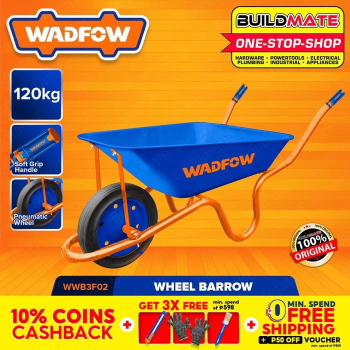 WADFOW Wheel Barrow 120KG Solid Wheel Garden Cart Utility Garden