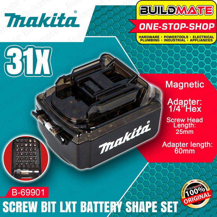 MAKITA 31PCS Screw Bit Set LXT With Battery Shape Case Screwdriver Bit ...