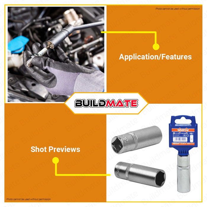 WADFOW 1/2" Inch Drive Spark Plug Socket 16MM | 21MM Deep Thin Wall Sockets CR-V Steel Hand Tool WSC4216 | WCS4221 •BUILDMATE• WHT